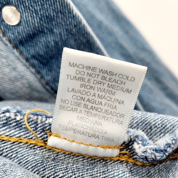 Love Tree Denim Blue Trucker Jacket 100% Cotton Long-sleeve Lace Up Women's Sz L - Picture 10 of 10